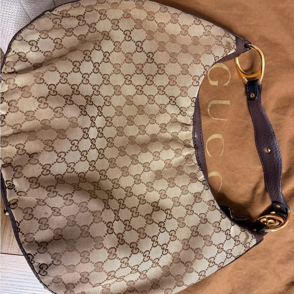 Gucci Tan Patterned Hobo Bag! Pristine condition!